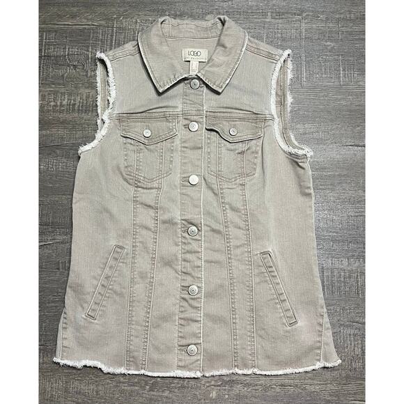 LOGO by Lori Goldstein Women's Denim Gray Distressed Vest & Boyfriend Jeans - Picture 11 of 16